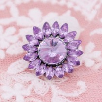 20MM flower snap with purple rhinestones  KC6945 snaps jewelry