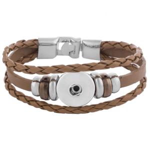 20CM Khaki leather bracelets fit 18MM snaps chunks