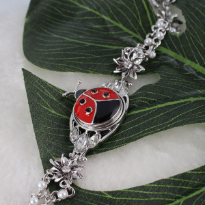 20MM Ladybug snap Silver Plated with red  Enamel  KB6358 snaps jewelry