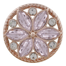 20MM round Rose-Gold Plated with pink rhinestone KC7548 snaps jewelry