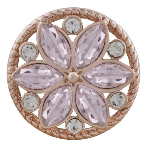 20MM round Rose-Gold Plated with pink rhinestone KC7548 snaps jewelry