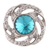 20MM design snap Silver Plated with blue Rhinestone KC6459 snaps jewelry