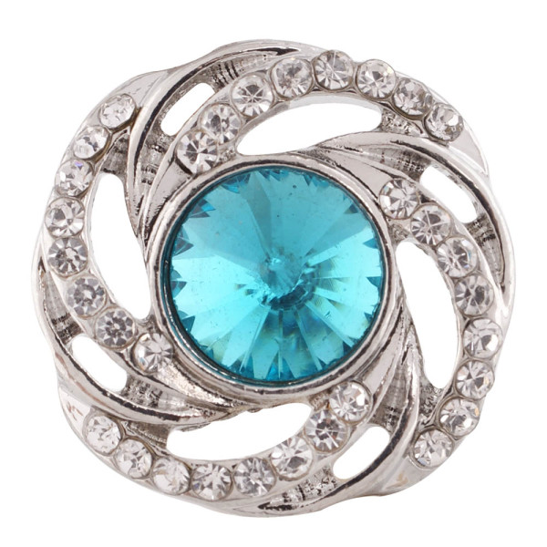 20MM design snap Silver Plated with blue Rhinestone KC6459 snaps jewelry