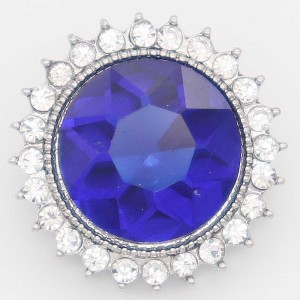 20MM design snap Silver Plated with deep blue rhinestone KC6873 snaps jewelry