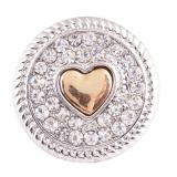 20MM love snaps Silver and gold Plated with white Rhinestone KB6875 snaps jewelry
