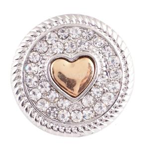 20MM love snaps Silver and gold Plated with white Rhinestone KB6875 snaps jewelry