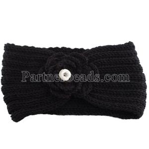 Winter Knit Headband fit 18mm snap button black
