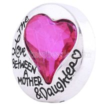 20MM Love snap Silver Plated with rose-red Rhinestone KC6131 snaps jewelry