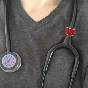 Red rhinestone fittings for silver-plated belt of ultrasonic stethoscope