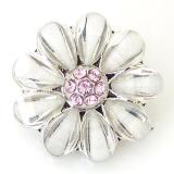 20MM Flower snap Silver Plated with white rhinestone KB6474 snaps jewelry
