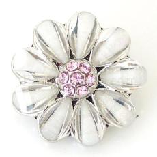 20MM Flower snap Silver Plated with white rhinestone KB6474 snaps jewelry