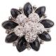 20MM Flower snap Silver Plated with Black and clear rhinestones KC7195 snaps jewelry