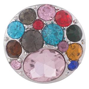 20MM Round snap Silver Plated with colorful rhinestones KB7583 interchangeable Multicolor