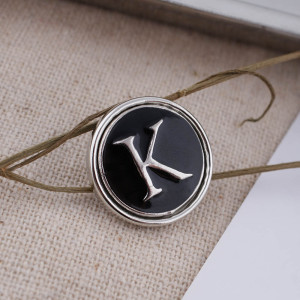 20MM English alphabet-K  snap silver  plated KB1261 with Enamel interchangeable snaps jewelry