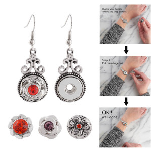 Fit 12mm Snaps Earrings with Rhinestone fit snaps chunks