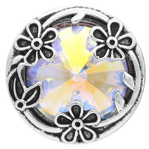 20MM design  snap Silver Plated with White rhinestone KC9930 snaps jewelry