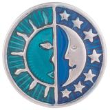 20MM Sun and Moon snap Silver Plated with Enamel KB6006 cyan