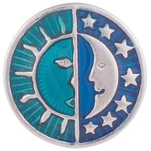 20MM Sun and Moon snap Silver Plated with Enamel KB6006 cyan