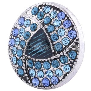 20MM Round snap Antique Silver Plated with cyan rhinestones KC6020 snaps jewelry
