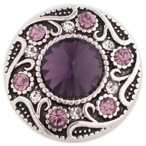 20MM design snap silver Antique plated with purple Rhinestone KC6354 snaps jewelry