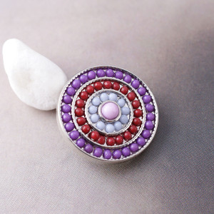 20MM Round snap Silver Plated with small purple beads KB6343 snaps jewelry