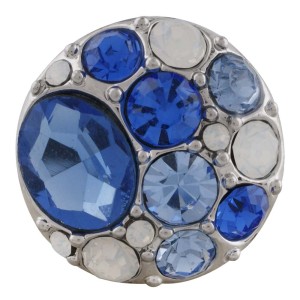 20MM round snap sliver plated with blue rhinestone KC5665 snaps jewelry
