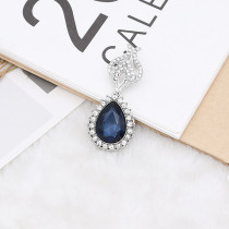 20MM design snap Silver Plated with dark bule rhinestone KC9918 snaps jewelry