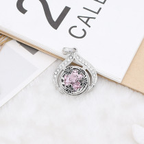 20MM design  snap Silver Plated with pink rhinestone KC9929 snaps jewelry