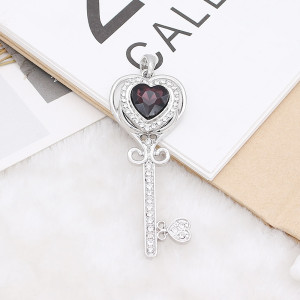 20MM love design snap Silver Plated with purple rhinestone KC9921 snaps jewelry
