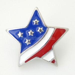 20MM Star USA Flag snap Antique Silver Plated with Enamel KB8126 snaps jewelry