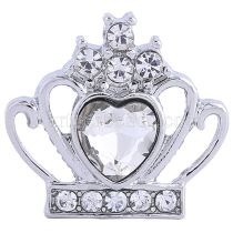 20MM Crown snap Silver plated with white Rhinestones KC6257 snaps jewelry