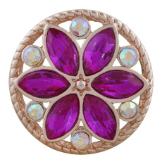 20MM round Rose-Gold Plated with rose-red rhinestone KC7549 snaps jewelry