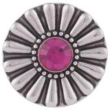 20MM Flower  snap Antique Silver Plated with rose-red rhinestone KB5067  snaps jewelry