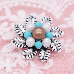 20MM Flowers design snap  Plated pearl KC951 snaps jewelry