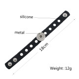 18cm kid junior style bracelet with 15mm width black silicone stretch fit 20mm snap button