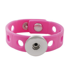18cm kid junior style bracelet with 15mm width pink silicone stretch fit 20mm snap button