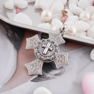 20MM Cross snap Silver Plated with  rhinestone KB5151 snaps jewelry