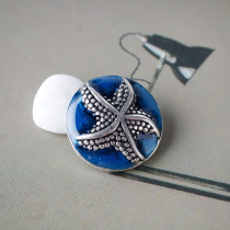 20MM Starfish snap Silver Plated with blue Enamel KB6311 snaps jewelry