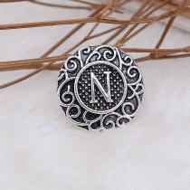 C20MM English alphabet-N snap Antique silver  KC6758 snaps jewelr