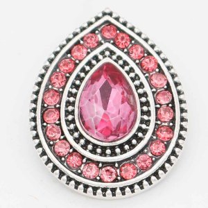 20MM design snap Silver Plated with dark Pink rhinestone KC6720 snaps jewelry