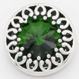 20MM design snap Silver Plated with Green rhinestone KC6741 snaps jewelry