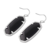 Kendra Scott style  Elle Drop Earrings Black Agate Gemstone with silver plating Elle size