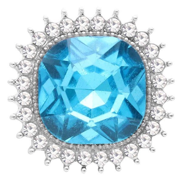 20MM design snap Silver Plated with blue rhinestone KC6773 snaps jewelry