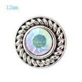 12MM Round snap Antique Silver Plated with colorful rhinestone KB7242-S snaps jewelry