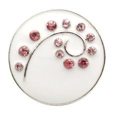 20MM Round snaps Silver Plated with rhinestones and white Enamel KB6829 snaps jewelry