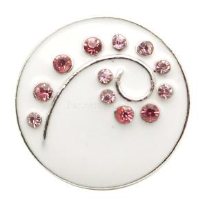 20MM Round snaps Silver Plated with rhinestones and white Enamel KB6829 snaps jewelry
