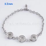 25CM 3 buttons snaps Stainless steel Bracelets KS0702-S fit 12MM snaps chunks