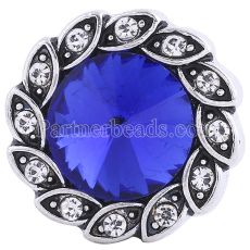 20MM snap Antique Silver plated with deep blue Rhinestones KC6243 snaps jewelry