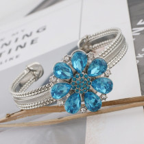 20MM flower snap sliver Plated with blue rhinestone KC9878 snaps jewelry