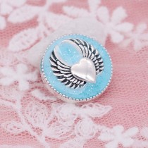 20MM love Wing snap silver Plated with light blue enamel KC6949 snaps jewelry